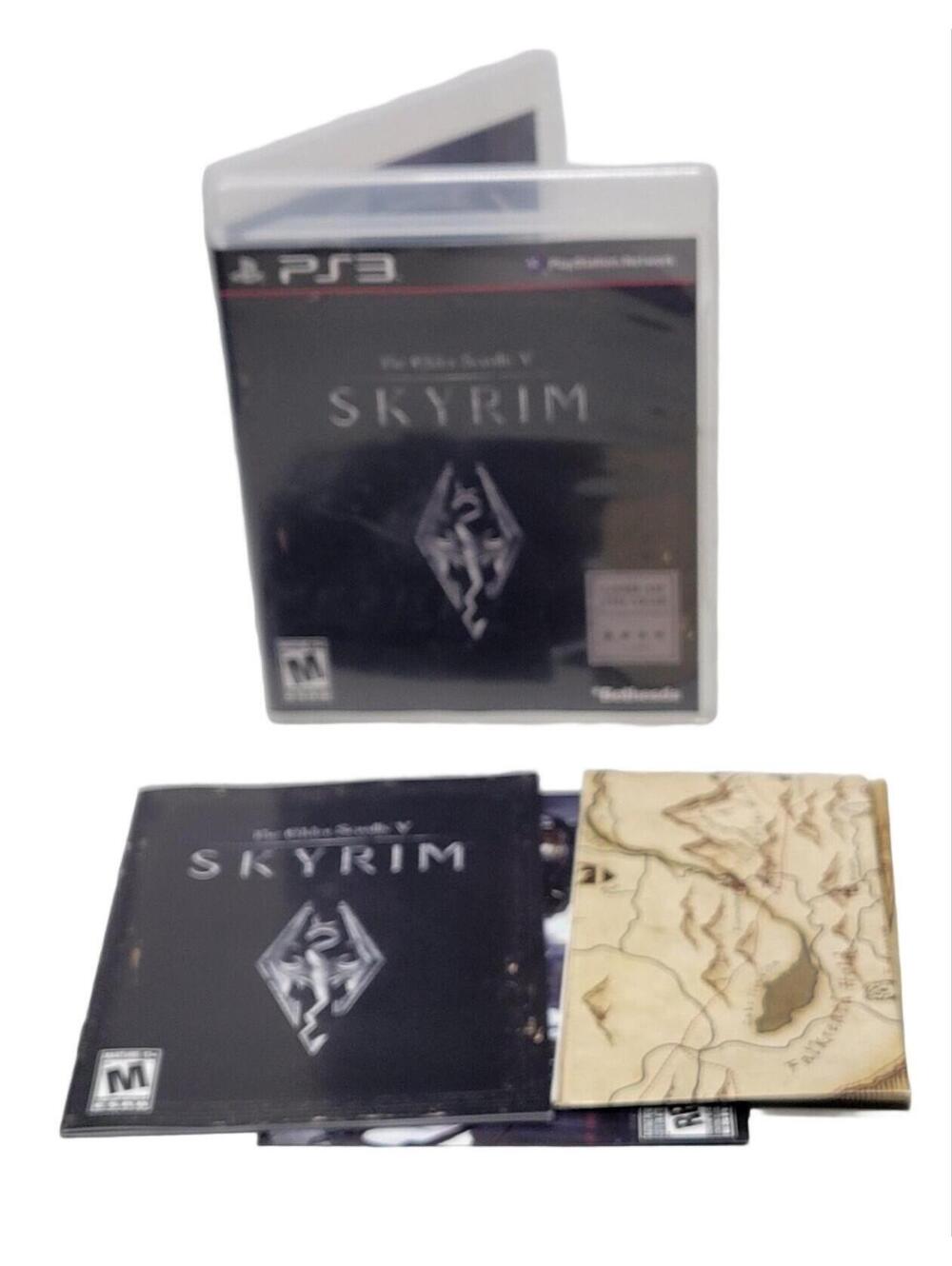 The Elder Scrolls V: Skyrim (PlayStation 3, 2011) Complete w/Map & Manual Tested